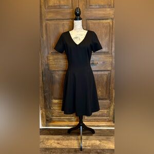 White House Black Market Black A-Line V-Neck Midi Dress